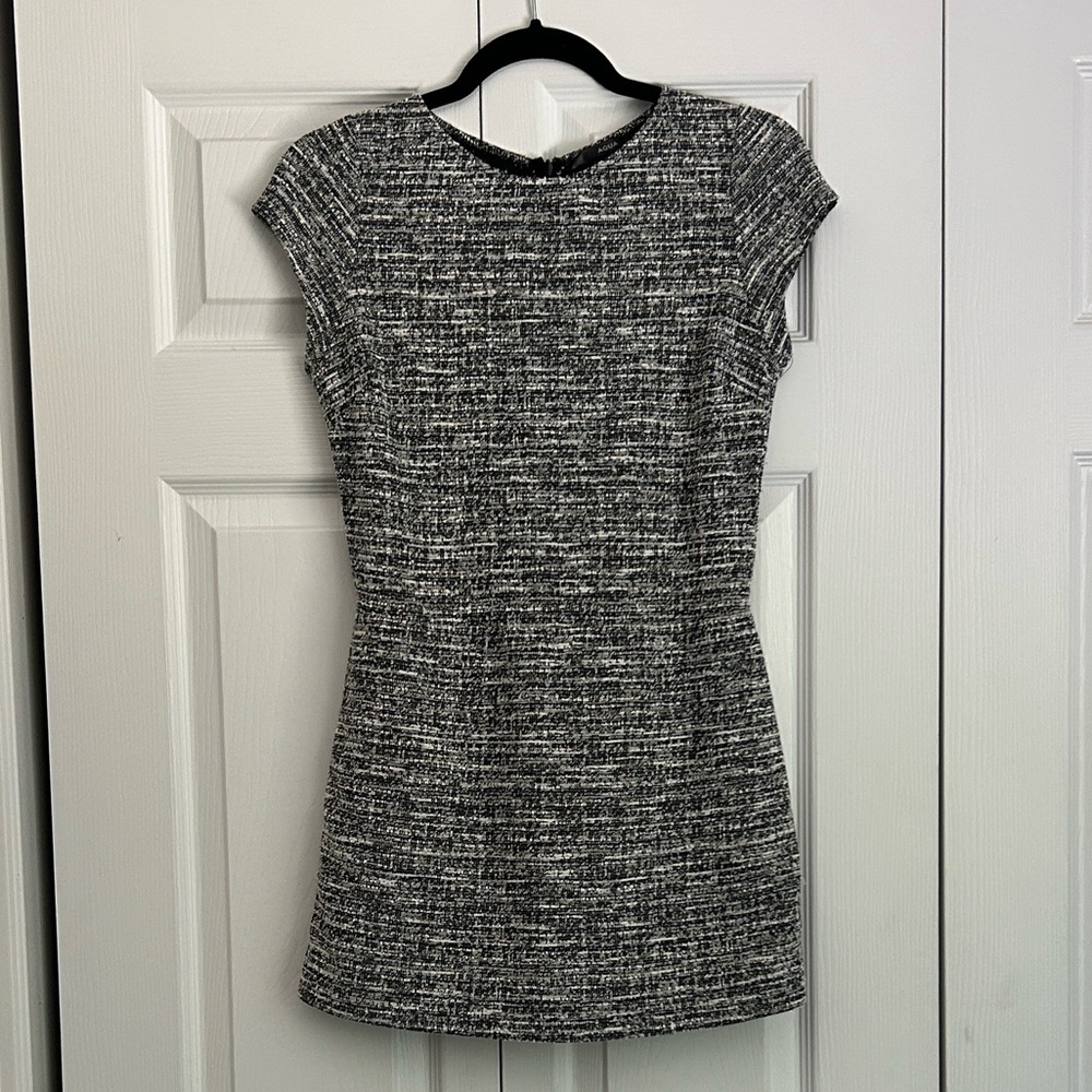 Aqua Black and White Tweed Mini Dress